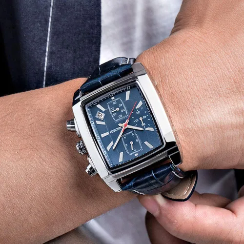 Vista 5 de MEGIR Casual Leather Strap Watch for Men Fashion Military Sports Classic Quartz Watches Waterproof Chronograph Wristwatch with Auto Date
