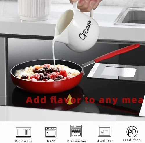 Vista 7 de ONTUBE Crema de porcelana, jarra de crema de leche de cerámica de 12 oz (blanco) Porcelain, 12oz creamer pitcher, white, drip-free, easy-pour