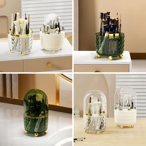Vista 3 de DASITON Organizador de brochas de maquillaje, organizador y almacenamiento de maquillaje giratorio de 360°, organizador de cosméticos giratorio