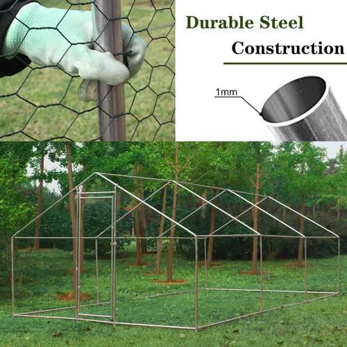 Vista 5 de Jaula de metal grande de alambre galvanizado hexagonal sumergida de plástico, con cubierta extraíble impermeable y anti-ultravioleta, cubierta