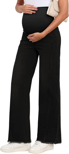 Vista 5 de BLENCOT Jeans de maternidad para mujer, pierna recta, elásticos, rasgados, para embarazo, jeans de novio