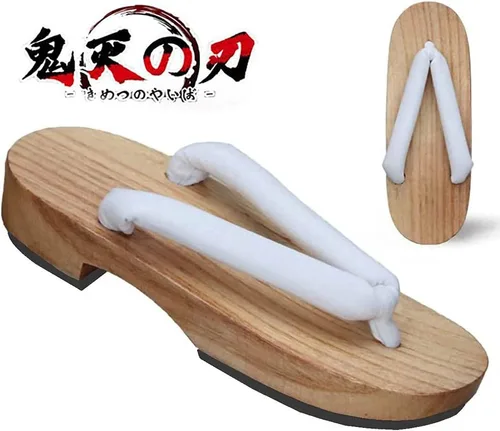 Vista 2 de Zuecos de madera para mujer, estilo Kamado Kochou para cosplay, pantuflas Geta japonesas