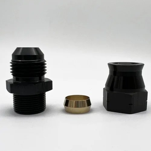 Vista 4 de 3AN macho a 1/4" (6,3 mm) OD adaptador de tubo de combustible de línea dura de aluminio negro