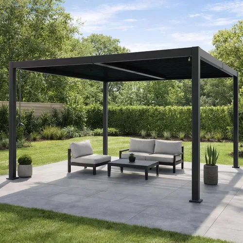 Vista 15 de Kozyard Pergola con listones para exteriores, 10 x 12 pies, refugio de Resistente a la intemperie, sistema de drenaje, techo con listones Blanco