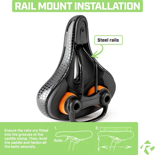 Vista 7 de Revere Comfort - Asiento de bicicleta con doble amortiguador, antivibración, suspensión de gel, asiento de bicicleta para hombres y mujeres