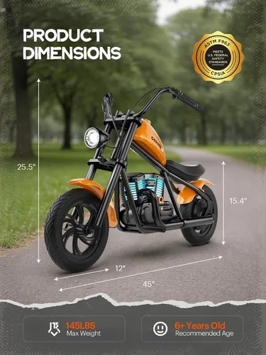 Vista 11 de HYPER GOGO Cruiser 12 Plus - Motocicleta para niños (naranja oscuro)