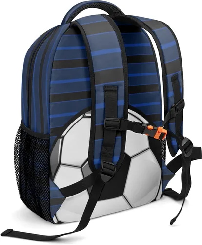Vista 2 de Balón de fútbol brillante azul personalizado personalizado mochila diaria para adultos bolsa diaria para viajes deportivos, paquete casual