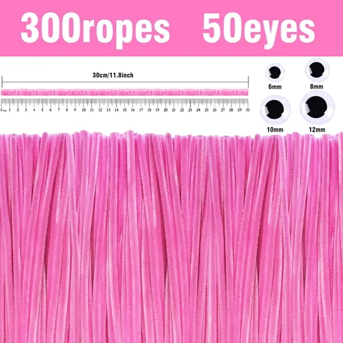 Vista 3 de URSDIART Limpiapipas rosa, 350 tallos de chenilla y ojos saltones Rosa oscuro