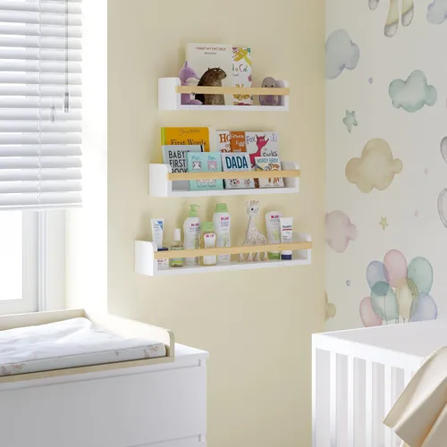 Vista 5 de Wallniture Utah - Estantería flotante para niños, para decoración de guardería, estantes de pared para libros, exhibidor de fotos de varios tamaños