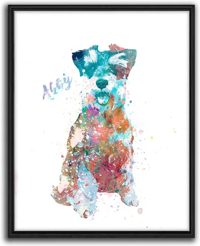 Vista 9 de Personal-Prints Regalo de arte personalizado para pared de perro, impresión artística moderna personalizada única de estilo acuarela La raza