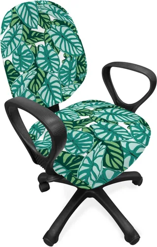 Vista 41 de Lunarable Funda para silla de oficina tribal, diseño azteca, nativo americano, geométrico, simbolismo étnico con espirales de triángulos, elástico