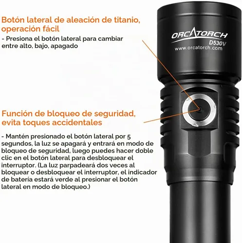Vista 3 de ORCATORCH D530V 1000 lúmenes luz de video subacuática, 5500K blanco cálido Luz blanca cálida de 5500 K