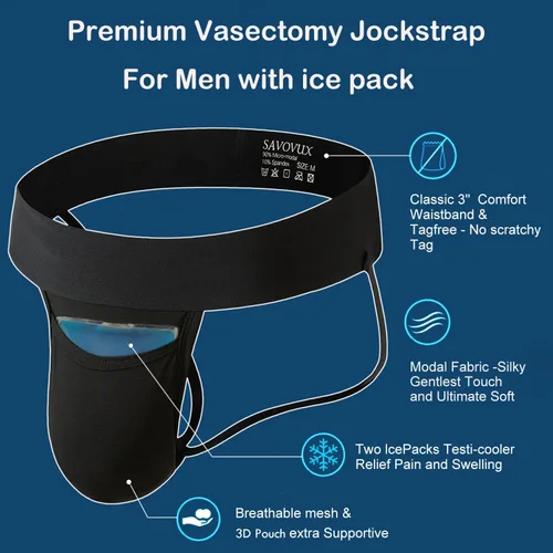 Vista 3 de SAVOVUX Vasectomy Jockstrap underware With 2 Flexible Ice Packs,JockStraps For Testicular Support and Pain Relief