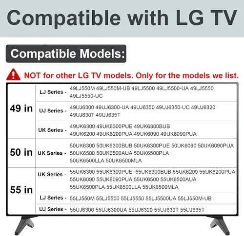 Vista 2 de Soporte para patas de TV LG, patas de soporte de TV para soporte de TV LG de 49, 50, 55 pulgadas, 49UJ6350, 49UK6200, 50UK6090, 50UK6500, 55UK6300