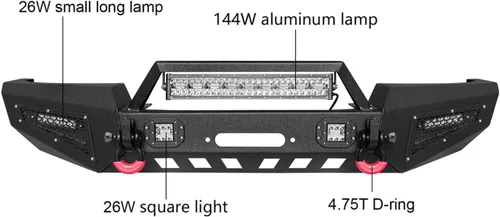 Vista 6 de Vijay Parachoques delantero y trasero para Grand Cherokee WJ 1999-2004 con placa de cabrestante y luces