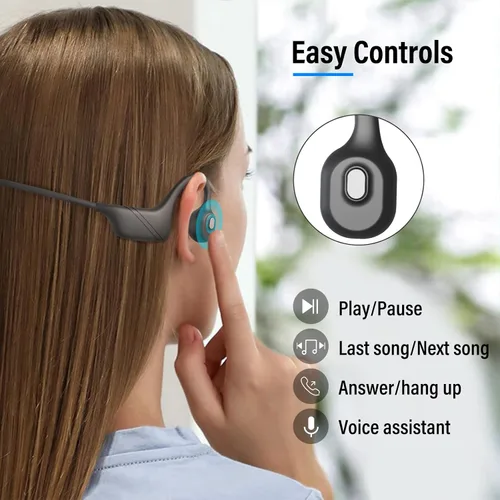 Vista 5 de MONODEAL Auriculares de Conducción Ósea con Micrófono, Auriculares Bluetooth 5.3 de Oído Abierto con Micrófono Boom de Cancelación de Ruido