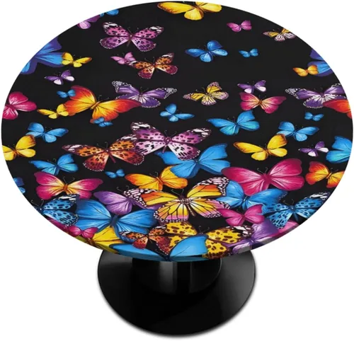 Vista 29 de Manteles redondos de textura de mármol dorado con mármol elástico dorado, manteles redondos pequeños lavables y lavables para cenas, patio, fiesta