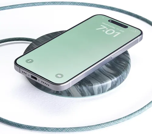 Vista 12 de Einova Classic Stone - Almohadilla de carga inalámbrica de mármol diseñada en Italia, cable USB-C integrado de 6 pies, teléfonos inteligentes