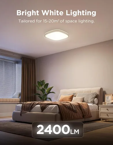 Vista 4 de Govee Lámpara de Techo Inteligente, Lámpara de Techo LED RGBIC Cuadrada que Funciona con Matter, Lámpara de Montaje Empotrado de 2400LM