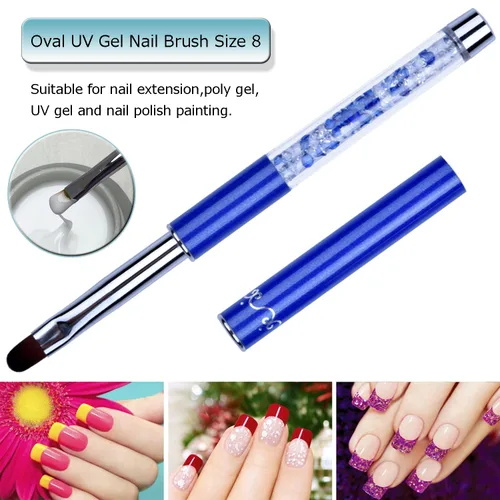 Vista 3 de 1 unids Oval UV Gel Nail Brush Rhinestone Mango Profesional Nail Art Herramientas Tamaño 8