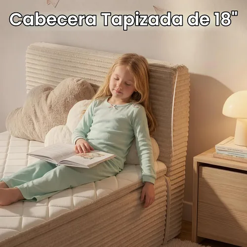 Vista 4 de Base de cama individual sin hueso con colchón, colchón de espuma viscoelástica de 16 pulgadas con plataforma tapizada de tela de felpa, no requiere