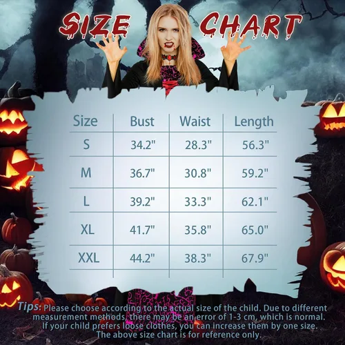 Vista 5 de SOOFILM Vampire Costume for Grils and Women, Gothic Vampires Dress Halloween Adult and Kids Vampire Costumes with Accessories