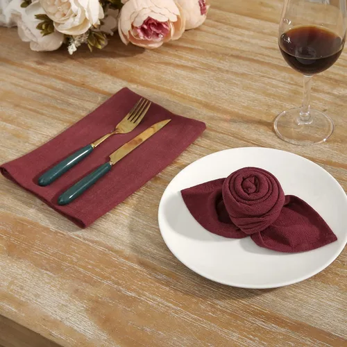 Vista 2 de Juego de 6 servilletas de lino de algodón lavable natural, rústico, suave, cómodo y reutilizable, para celebración de bodas y decoración de fiestas