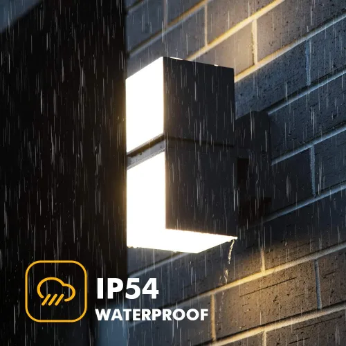 Vista 5 de LUTEC Cuba 3000K 1100LM LED Integrado Porche Pared Luz Exterior e Interior Dormitorio LED Pared Farol Sconce-Negro