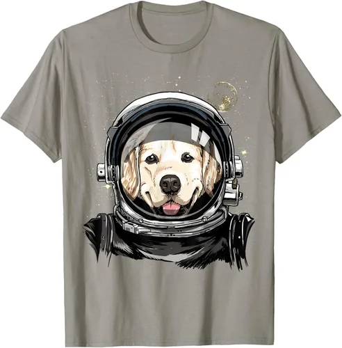 Vista 25 de Camiseta para amantes de los perros de los astronautas del espacio exterior Golden Retriever Lover, Negro