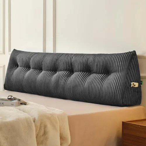 Vista 20 de Z-hom - Almohada grande para cabecero con un solo rollo, almohada de cuña para sentarse en la cama, cojín triangular de apoyo de respaldo para leer