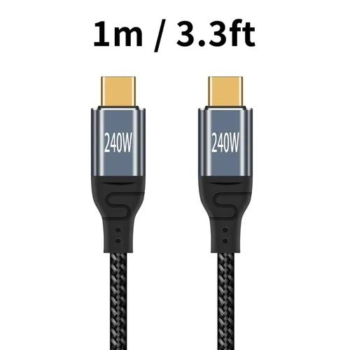 Vista 8 de Duttek Cable USB C de 240 W de 3 pies/3.3 ft, cable USB C a USB C PD 3.1, cable trenzado USB C macho a macho de nailon con chips inteligentes E-Mark