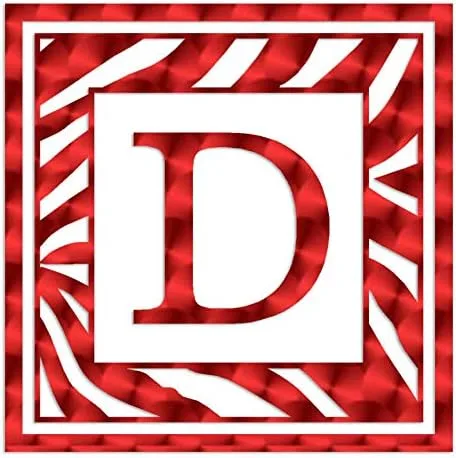 Vista 6 de Zebra Decorative D Initial - Vinyl Decal Sticker - 3.75" x 3.75" - Black Negro