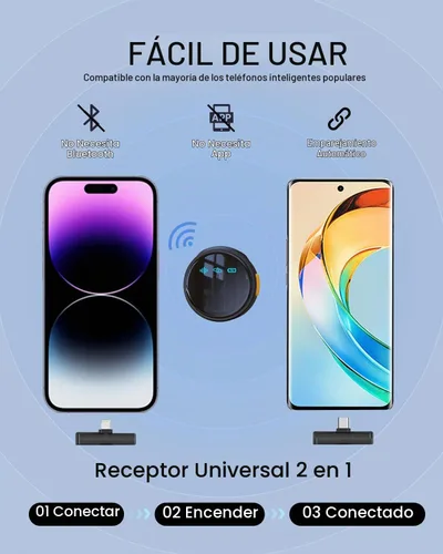 Vista 3 de Caiord Micrófono Lavalier inalámbrico para iPhone Android, creador de Negro