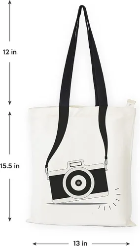 Vista 7 de Diseño impreso de la bolsa de asas de algodón Silhoutte, Impresión de cámara, Impresión de cámara