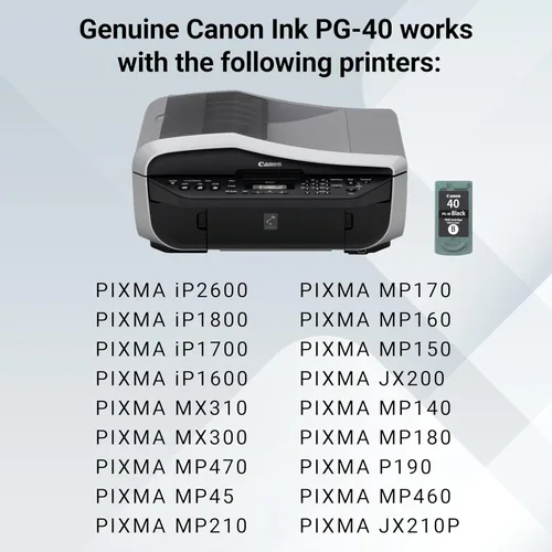Vista 5 de Canon PG-40 - Cartucho de tinta negro genuino (2 cartuchos negros), compatible con iP2600/1800/1700/1600, MX310/300