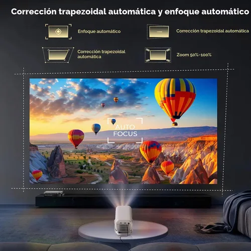 Vista 4 de [Compatible con 4K con licencia de Netflix] Proyector inteligente nativo 1080P, FHD 800 ANSI