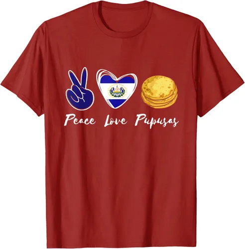 Vista 70 de Pupusas Lover Love Peace El Salvadaor Camiseta Comida Salvadoreña