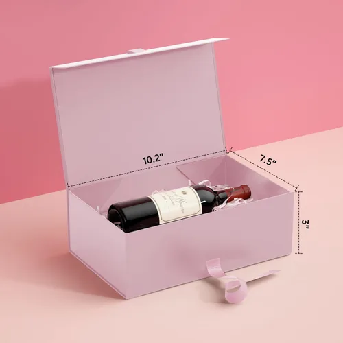 Vista 2 de GIFTHOPE Cajas de regalo rosas de alta calidad para regalos, caja de propuesta plegable para padrinos de boda con tapas, 10.2 x 7.5 x 2.95 pulgadas