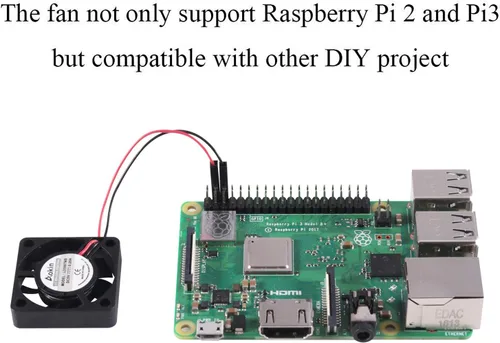 Vista 7 de Aokin Ventilador de refrigeración Raspberry Pi DC 5V/3.3V Ventilador de refrigeración de CPU sin escobillas con tornillos para Raspberry Pi 4 B, Pi