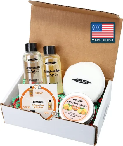 Vista 10 de CLARK'S Kit de acabado de aceite y cera para tabla de cortar de coco, fabricado con aceite de coco refinado, incluye aceite (12 onzas), cera