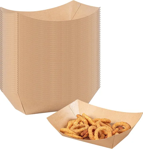 Vista 29 de Restaurantware -Bio Tek - Bandejas de alimentos de 2 onzas, 400 bandejas de papel desechables para alimentos, resistentes, a prueba de grasa, botes