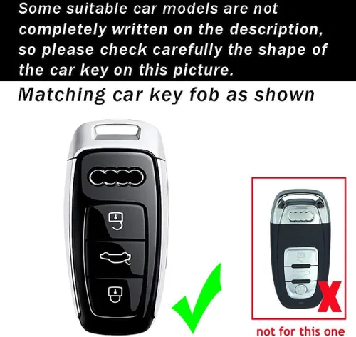 Vista 2 de ontto Carcasa ligera y duradera para llave de automóvil, funda de metal para llave de automóvil, protector de llave de resina compatible con Audi A3