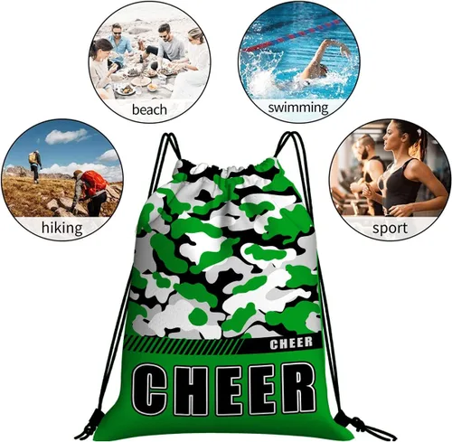 Vista 5 de Mochila con cordón impermeable para gimnasio, bolsas con cordón, bolsa de cuerda deportiva, mochila de camuflaje, Bolsas con cordón Cheer - Bolsas