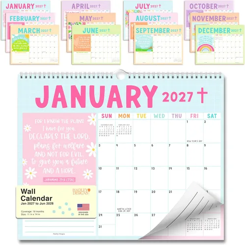 Vista 21 de Calendario de pared 2026 – Calendario de pared grande 2026 para el hogar Tiza colorida 2026-2027