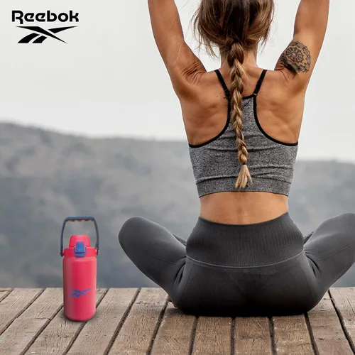 Vista 7 de Reebok Botella de agua de acero inoxidable para acampar, botella de agua aislada de 32 onzas, botella de agua de campamento aislada al vacío