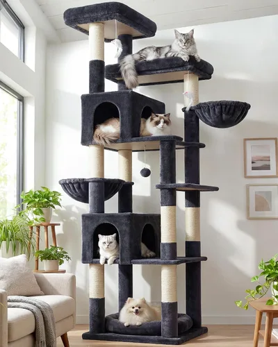 Vista 10 de Globlazer Árbol para gatos resistente, árbol para gatos extra grande de 81 pulgadas para gatos de interior y adultos, torre resistente para gatos