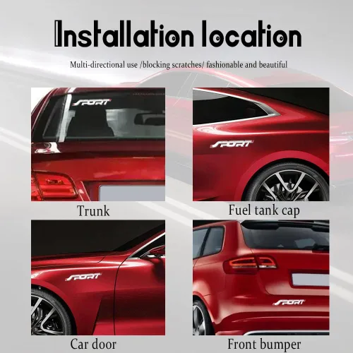 Vista 6 de Adhesivo deportivo de metal para automóvil, emblemas deportivos de automóvil, 3D premium para guardabarros laterales de automóvil, emblema