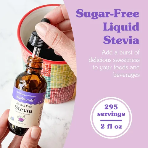 Vista 3 de Nustevia libre de alcohol stevia botella de vidrio líquido NuNaturals de 2 onzas, No Model, Paquete de 10, 1, 1