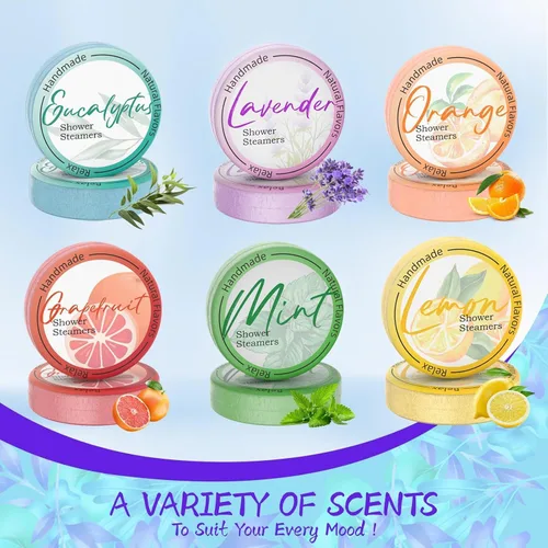 Vista 2 de Shower Steamers - Paquete de 8 bombas de ducha de aceites esenciales naturales para cuidado personal, regalos de cumpleaños de relajación