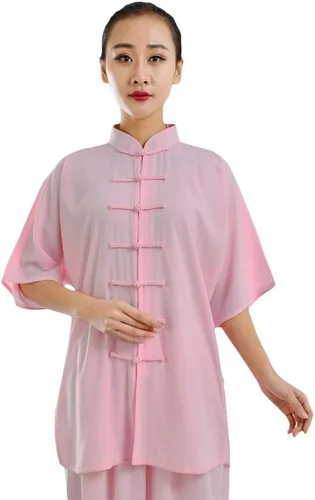 Vista 6 de ZooBoo Unisex Ropa de Ejercicio de Mañana, Traje de Tai Chi de Algodón con Mangas Cortas, Uniforme de Kung Fu